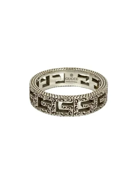 Gucci Square G Arabesque Silver 925 Ring Accessory No 17 32062 - Picture 3 of 6